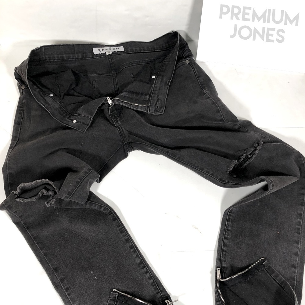 Reason Clothing Distressed Ripped Denim Jeans 36